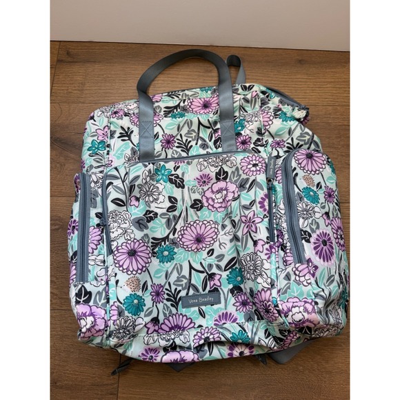 Vera Bradley Handbags - Vera Bradley Floral diaper bag Backpack Mint Purple Teal Canvas Multi-Pocket